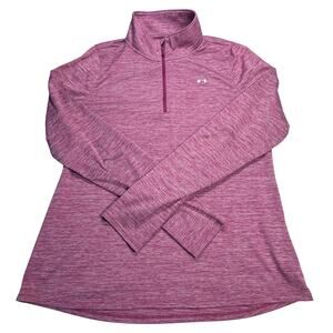 Under Armour Pullover Women's XL Pink Heather 1/4 Zip Mock Neck Activewear